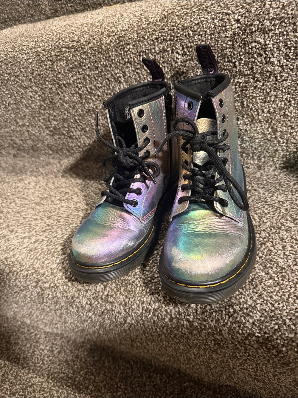 Dr. Martens Kids Iridescent Combat Boots with Black Laces